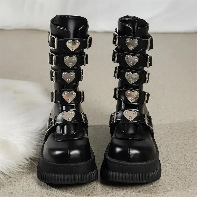 Funki Buys | Boots | Women's Gothic Mid-Calf Platform Boots