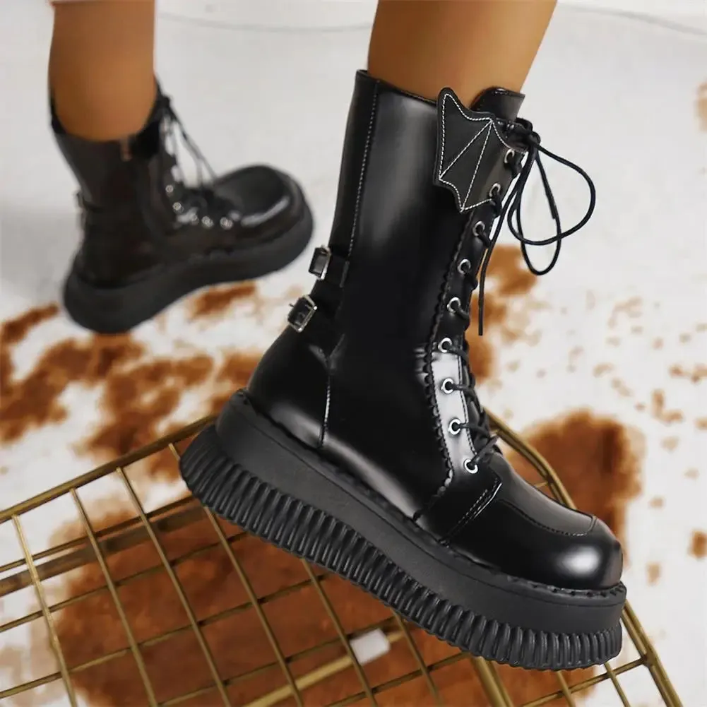 Funki Buys | Boots | Women's Gothic Mid-Calf Platform Boots