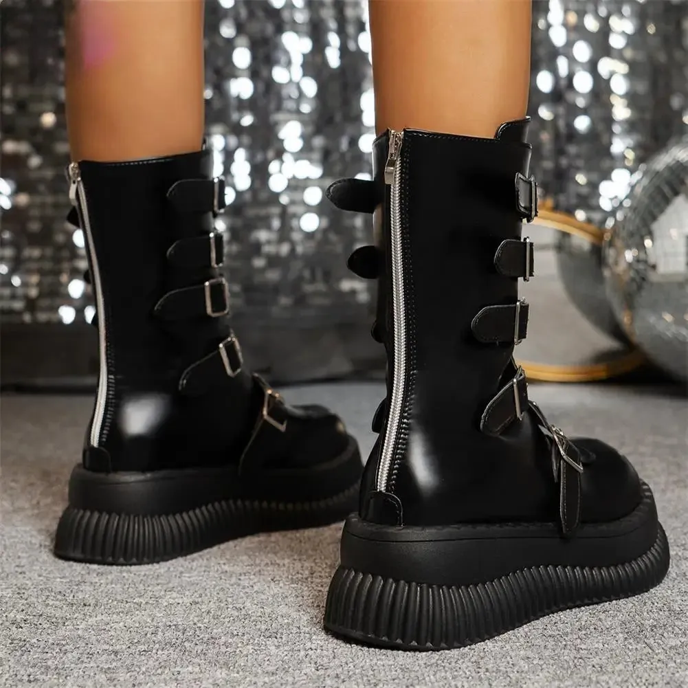 Funki Buys | Boots | Women's Gothic Mid-Calf Platform Boots