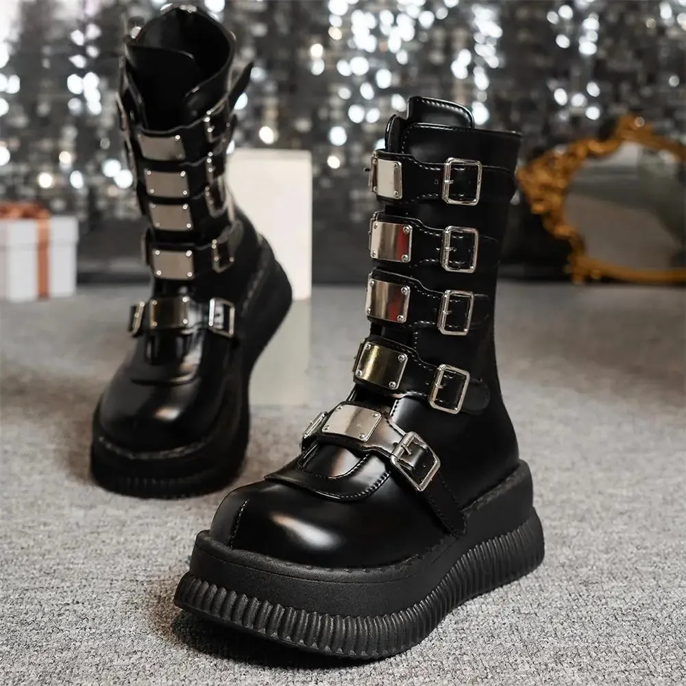Funki Buys | Boots | Women's Gothic Mid-Calf Platform Boots