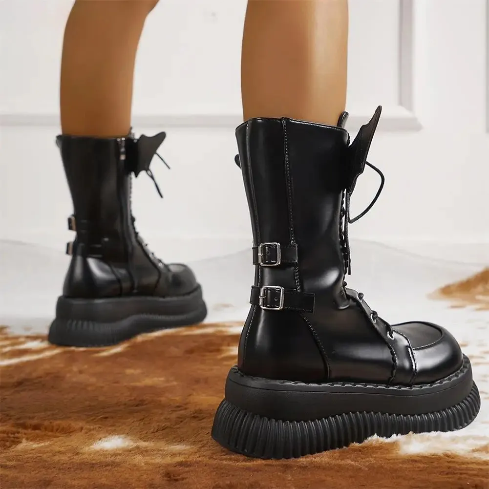 Funki Buys | Boots | Women's Gothic Mid-Calf Platform Boots