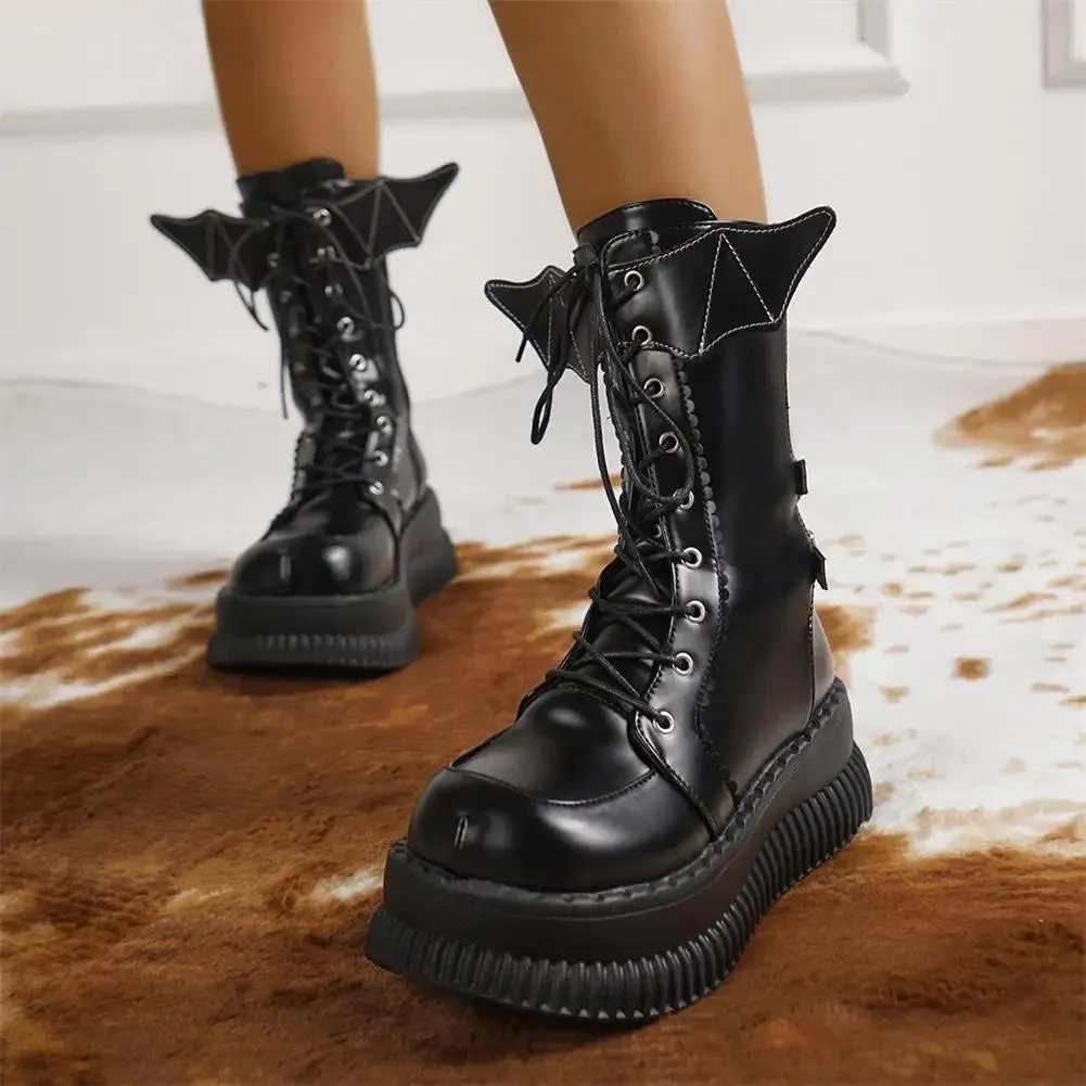 Funki Buys | Boots | Women's Gothic Mid-Calf Platform Boots