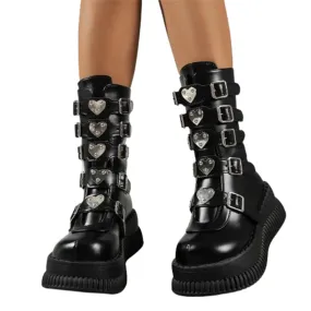 Funki Buys | Boots | Women's Gothic Mid-Calf Platform Boots