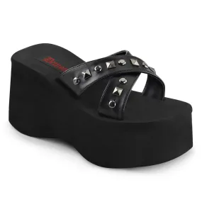 FUNN-29 DemoniaCult Black Vegan Leather Sexy Women's Sandals (Alternative Footwear)