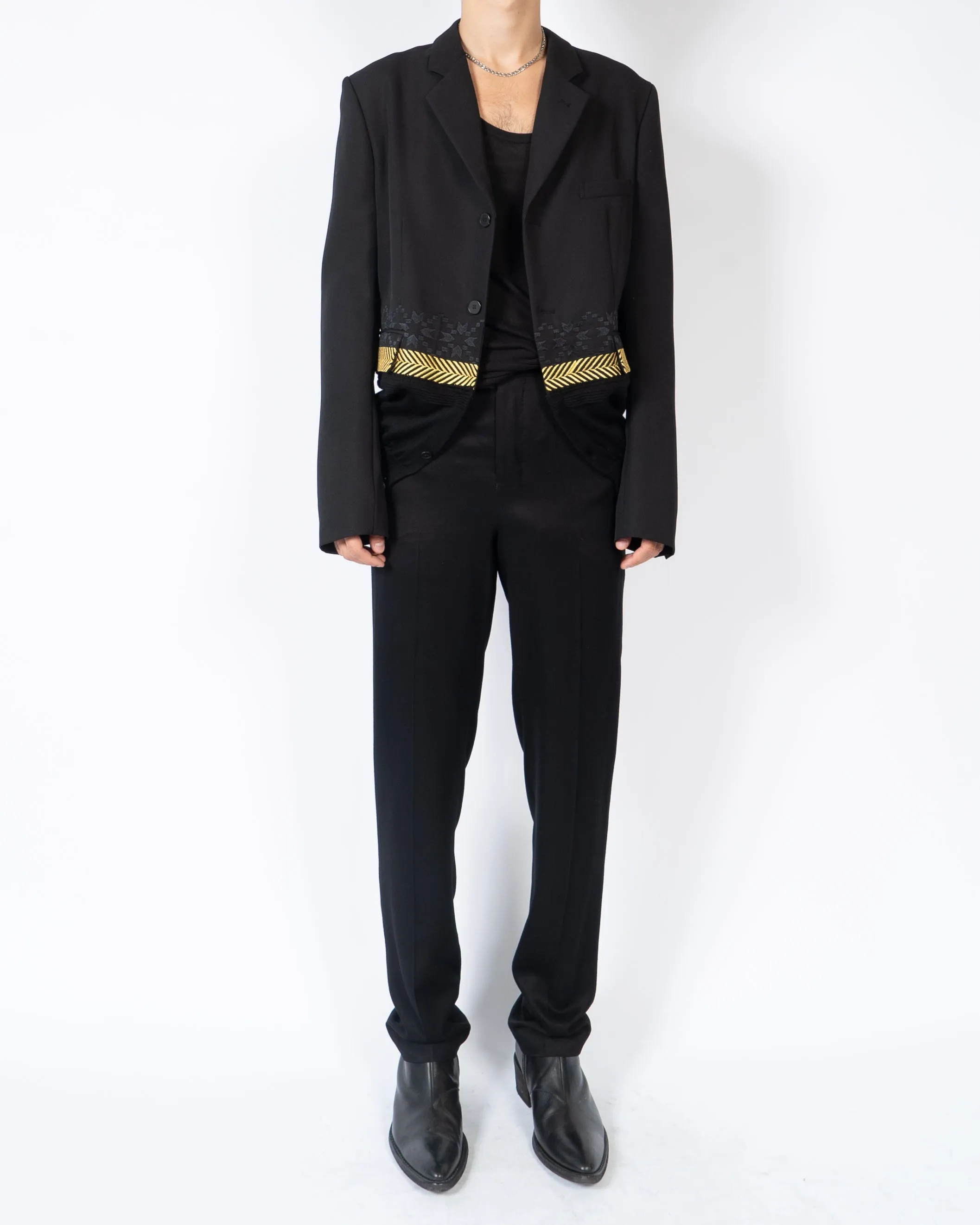 FW19 Gold Embroidered Knitted Hem Blazer