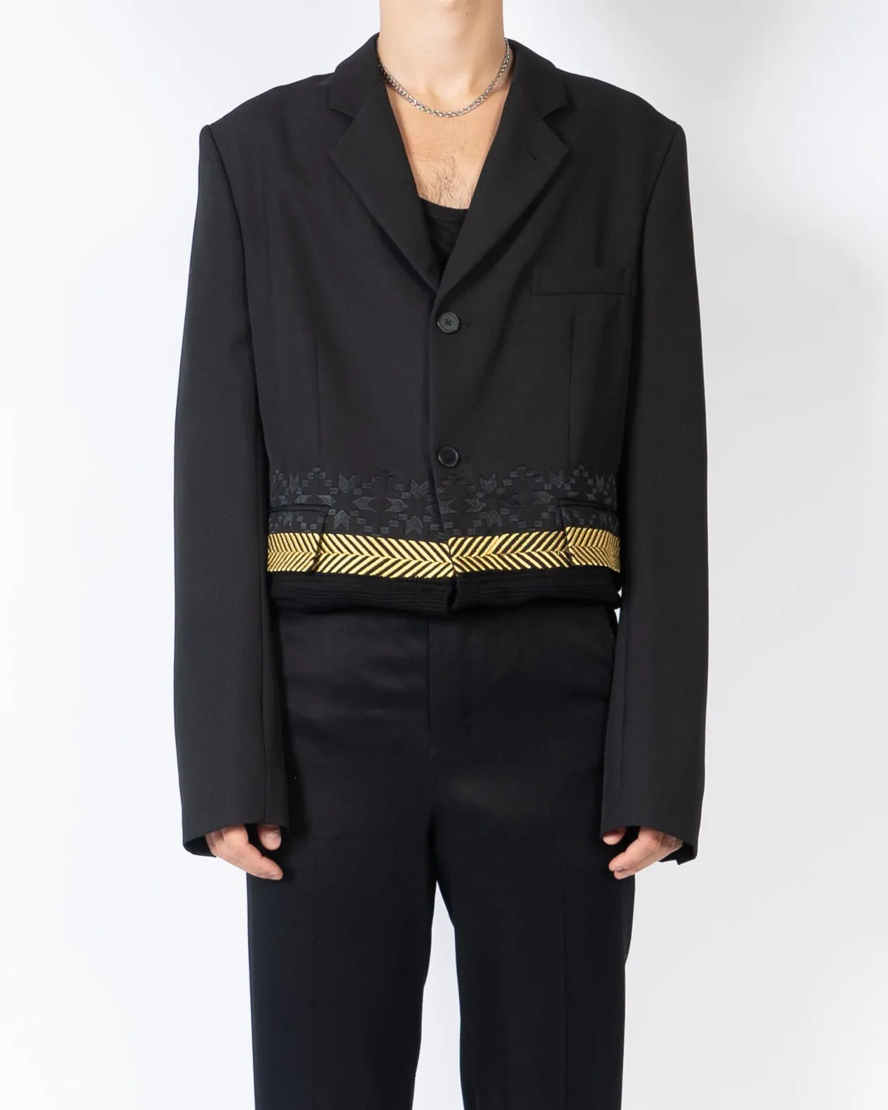 FW19 Gold Embroidered Knitted Hem Blazer