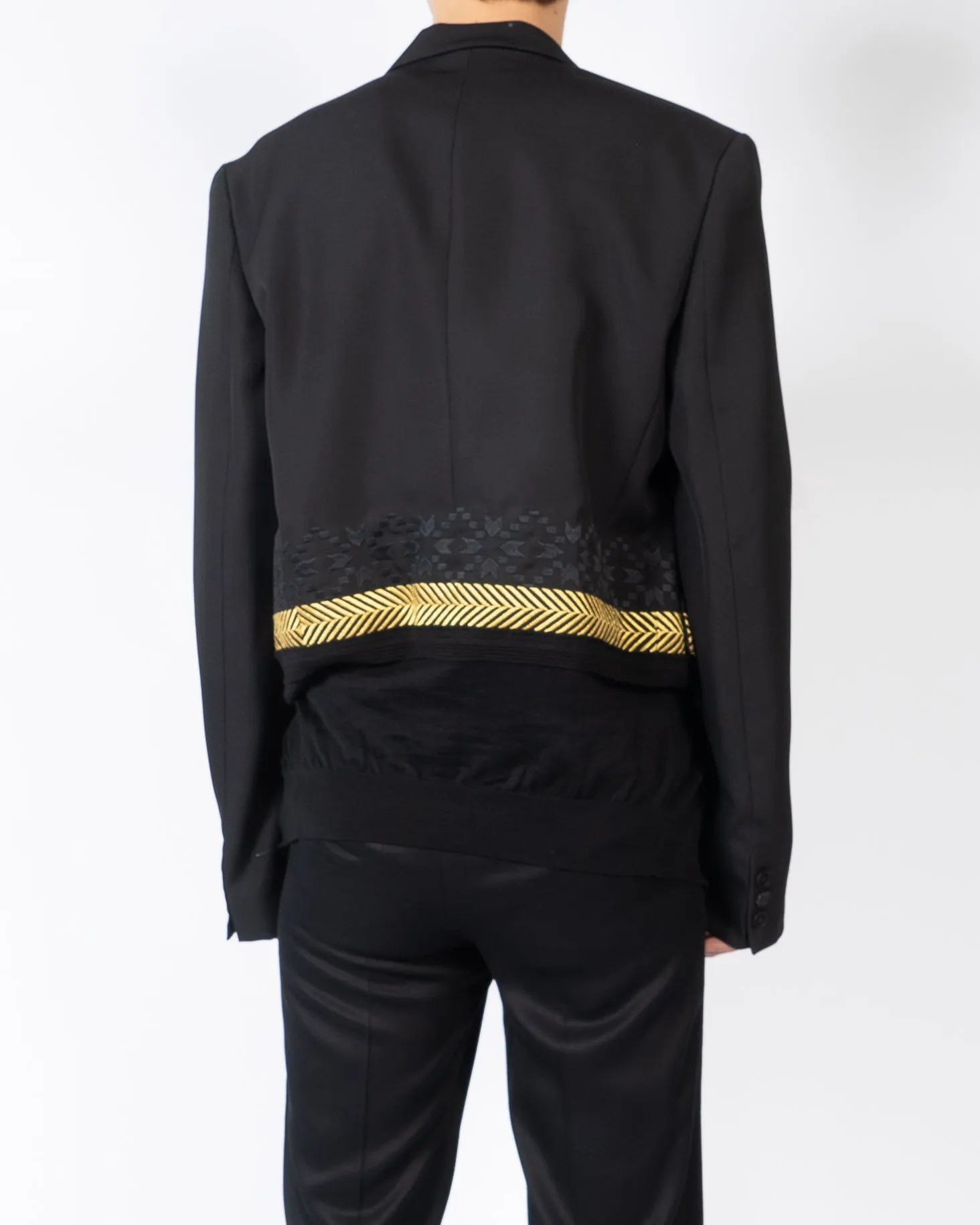 FW19 Gold Embroidered Knitted Hem Blazer