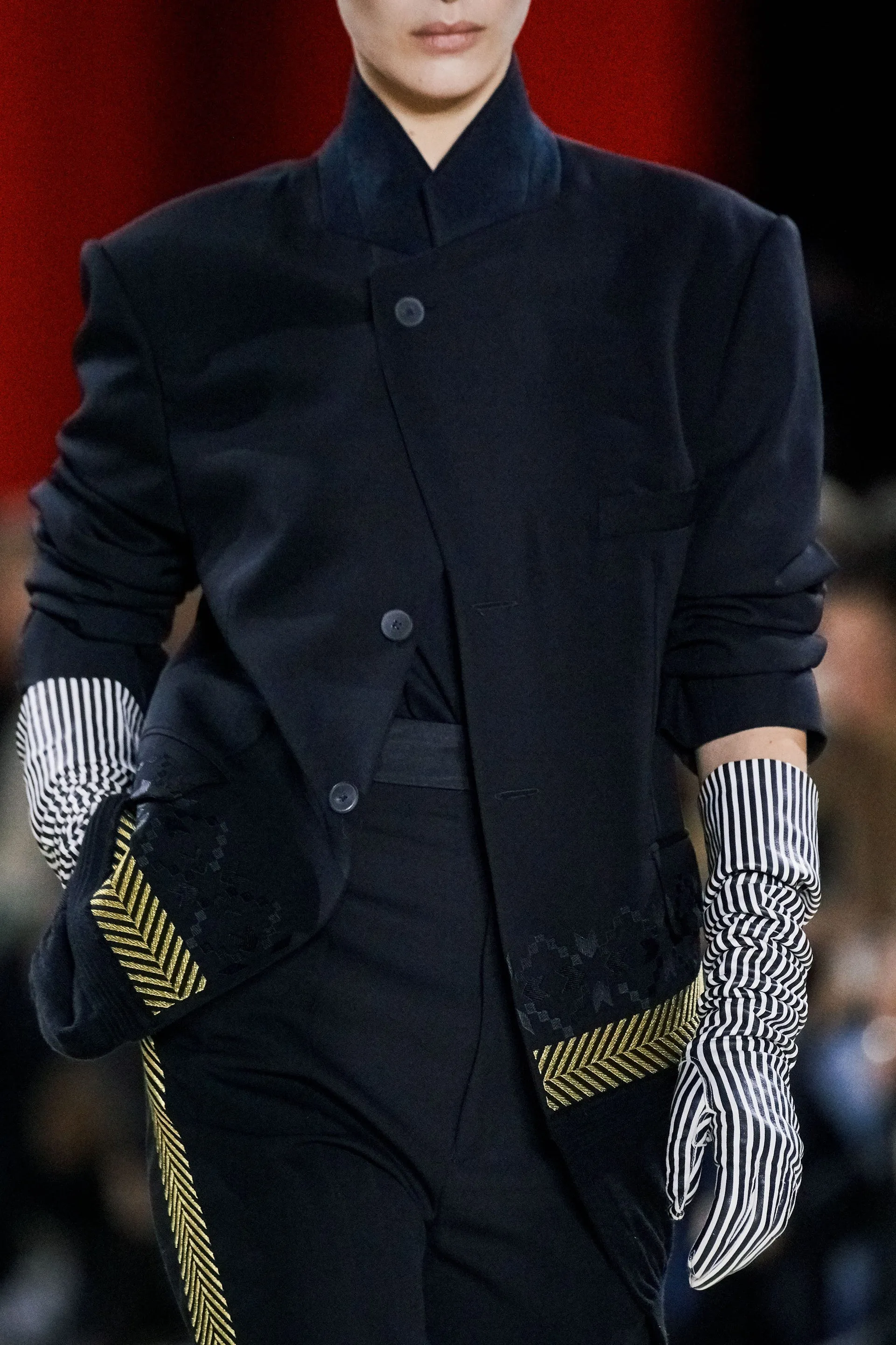 FW19 Gold Embroidered Knitted Hem Blazer