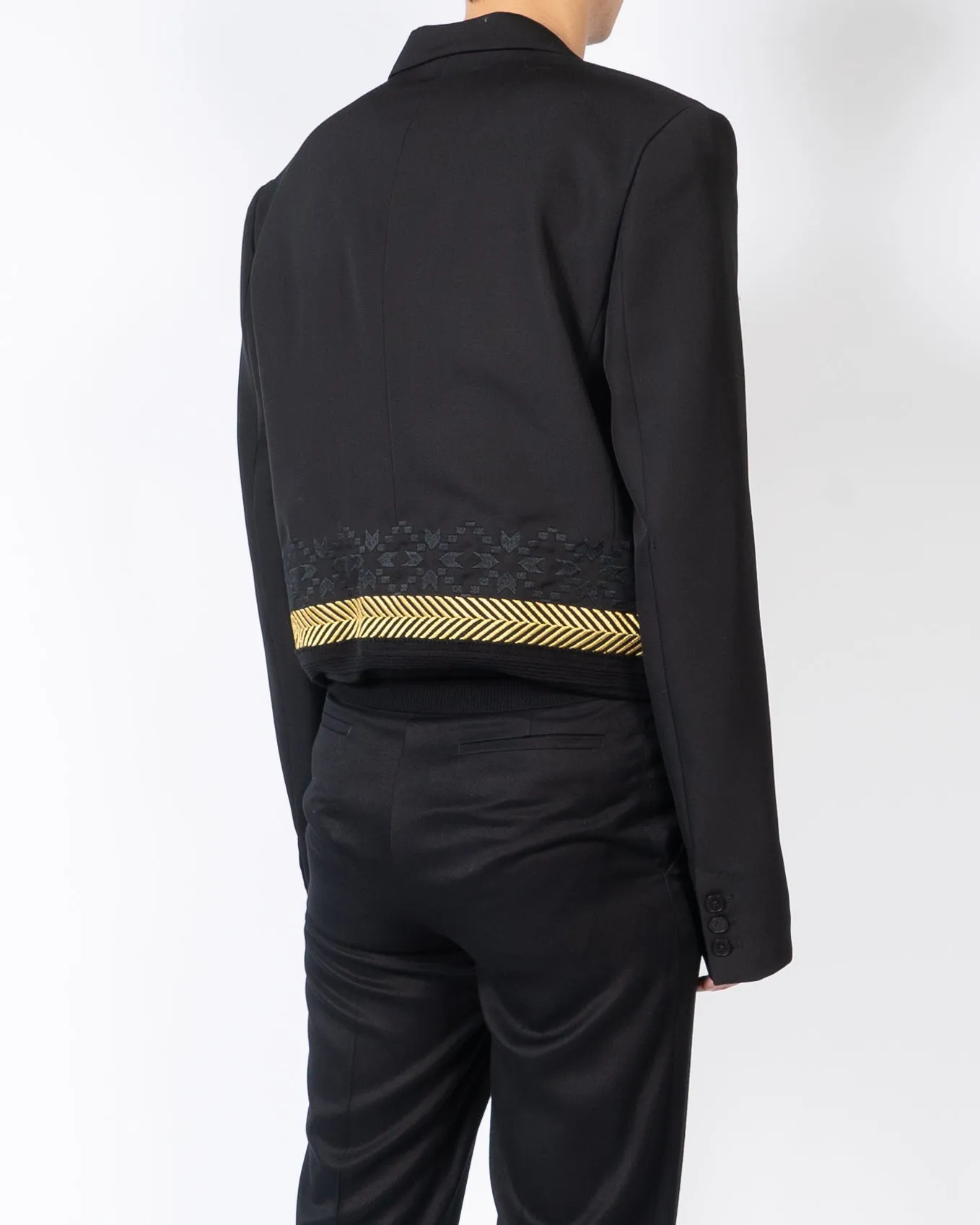 FW19 Gold Embroidered Knitted Hem Blazer