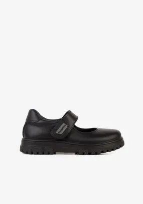 Girl's Navy Lug Sole Washable Leather School Shoes