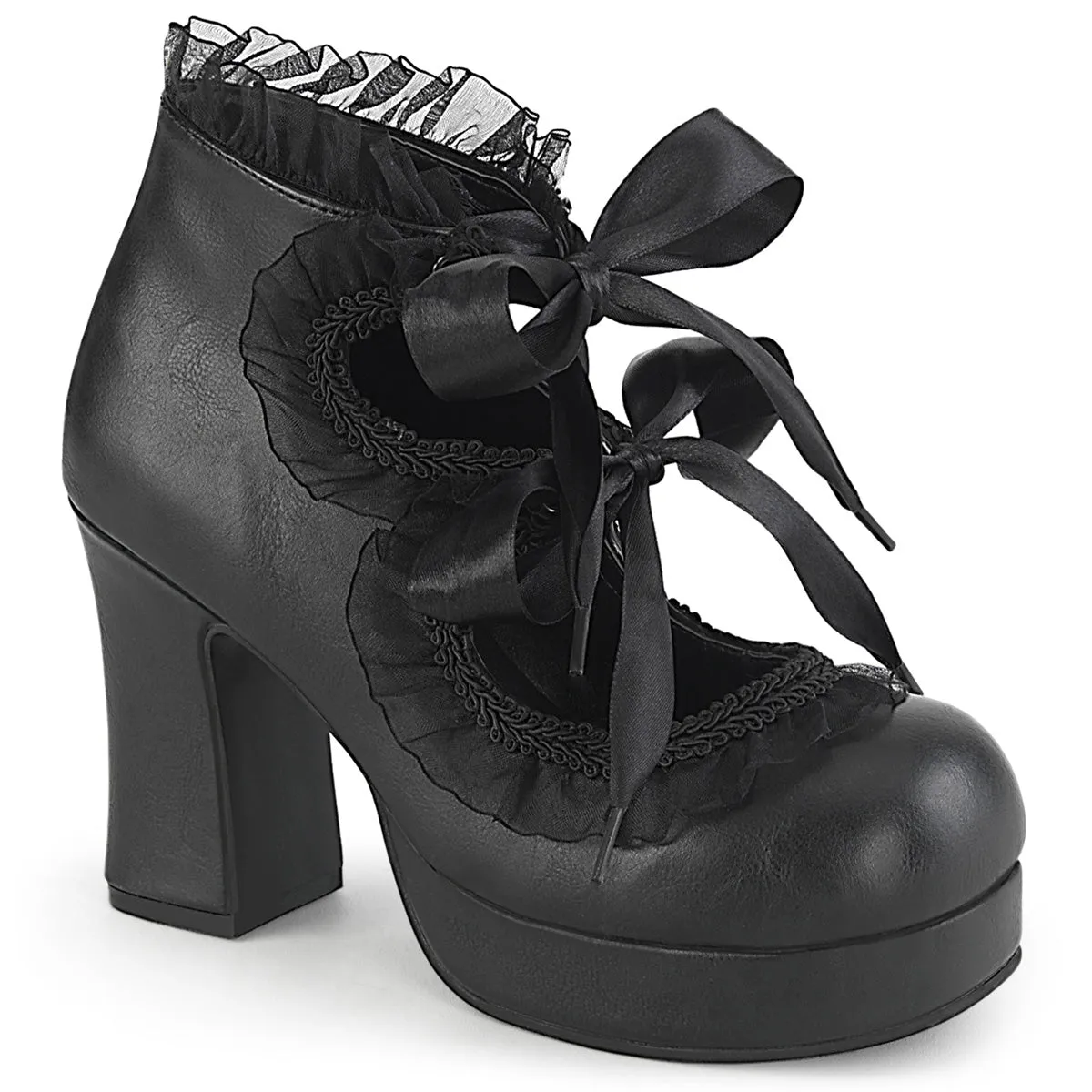 GOTHIKA-53 Demonia Black Vegan Leather Women's Heels & Platform Shoes [Alternative Footwear]