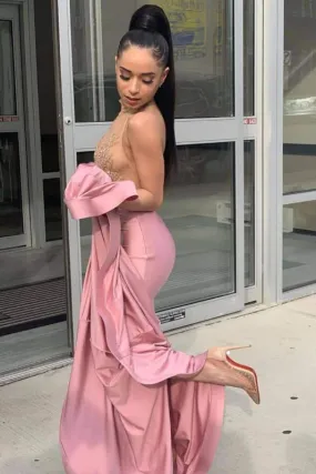 High Collar Pretty Sleeveless Open Back Mermaid Dresses