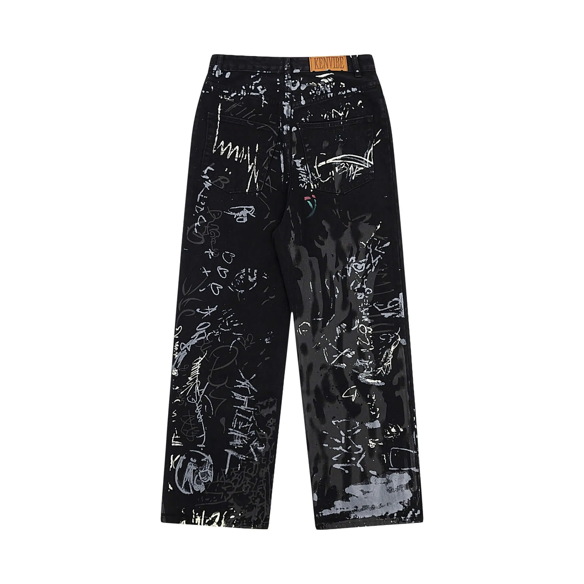 High-Waist Printed Wide-Leg Jeans - Chic Streetwear for Women