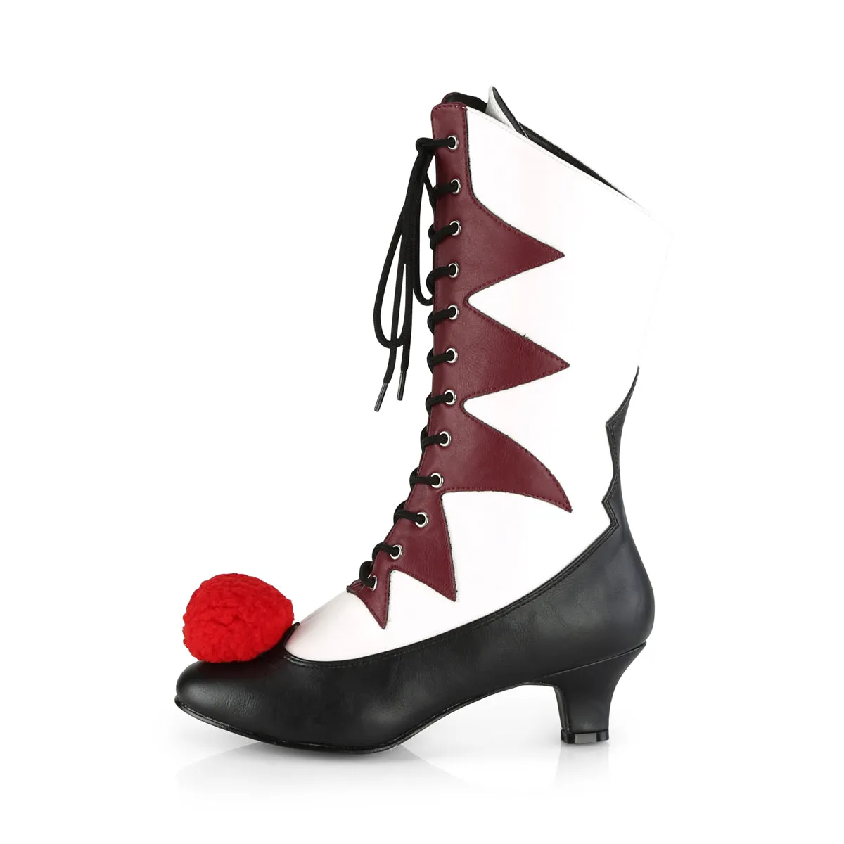 IT-120 Funtasma White-Burgundy Pu Fancy Dress Women's Boots (Fantasy Footwear)