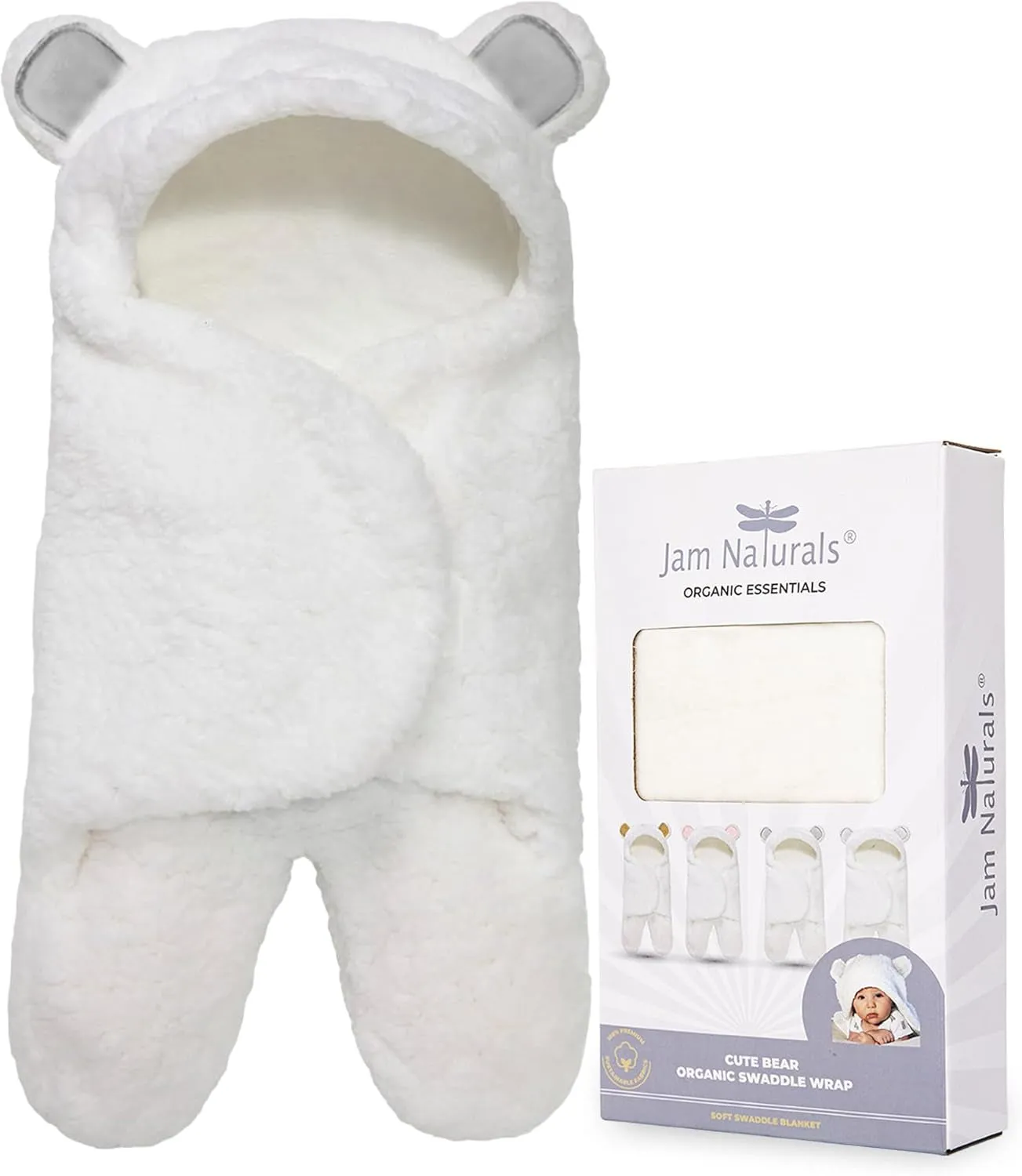 Jam Naturals- Baby Swaddle Blanket, Cute Bear Organic Receiving Swaddling Wrap, Newborn Baby Girl Soft Plush Registry Gift (Pink 0-3)