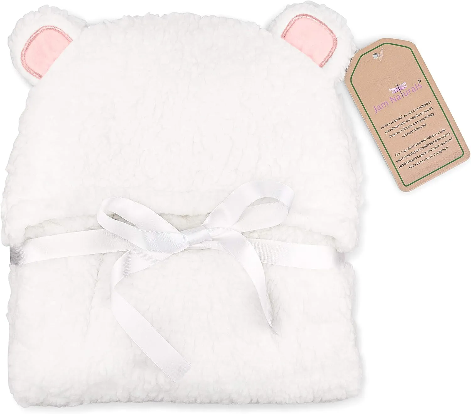 Jam Naturals- Baby Swaddle Blanket, Cute Bear Organic Receiving Swaddling Wrap, Newborn Baby Girl Soft Plush Registry Gift (Pink 0-3)