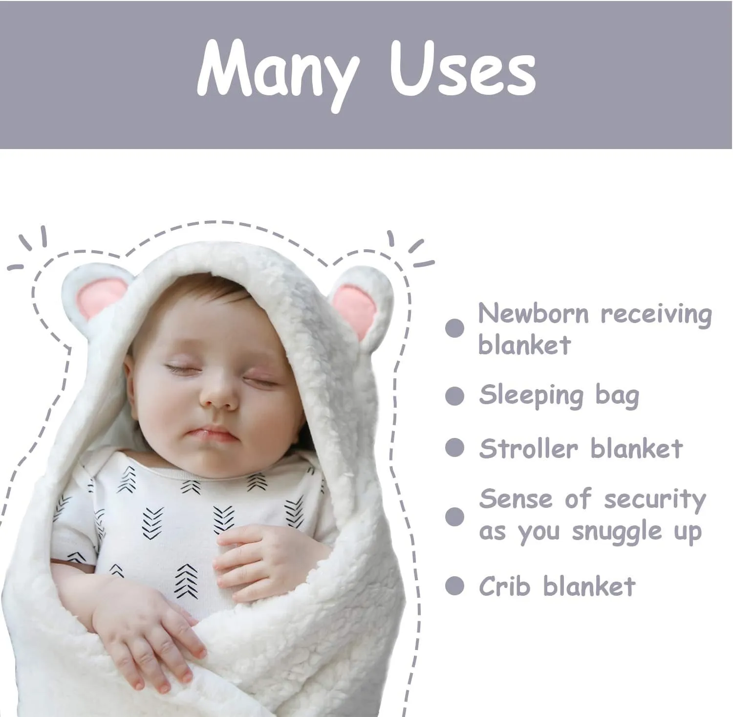 Jam Naturals- Baby Swaddle Blanket, Cute Bear Organic Receiving Swaddling Wrap, Newborn Baby Girl Soft Plush Registry Gift (Pink 0-3)