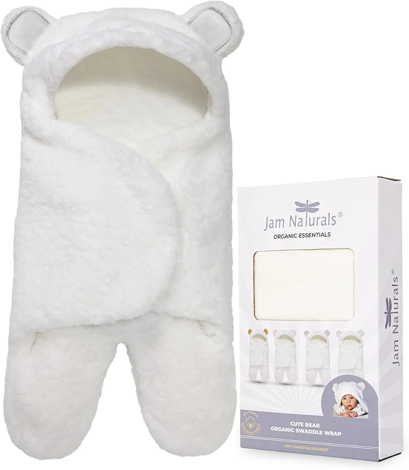 Jam Naturals- Baby Swaddle Blanket, Cute Bear Organic Receiving Swaddling Wrap, Newborn Baby Girl Soft Plush Registry Gift (Pink 0-3)