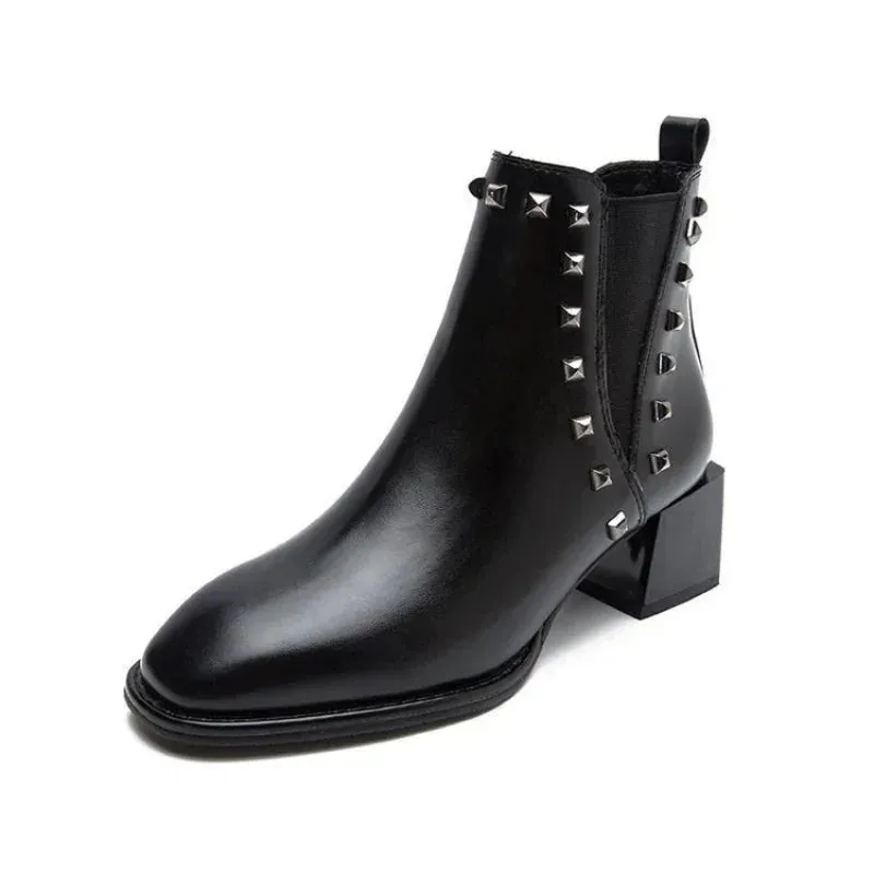 Joskaa Women Elastic Sock Boots Boots Female Autumn Winter 2024 New Square Toe Short Boots Slip-On  Fashion Ankle Boots De Mujer
