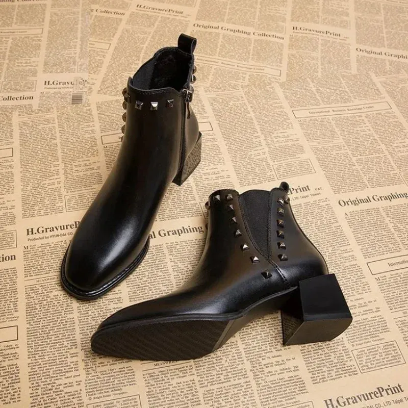 Joskaa Women Elastic Sock Boots Boots Female Autumn Winter 2024 New Square Toe Short Boots Slip-On  Fashion Ankle Boots De Mujer