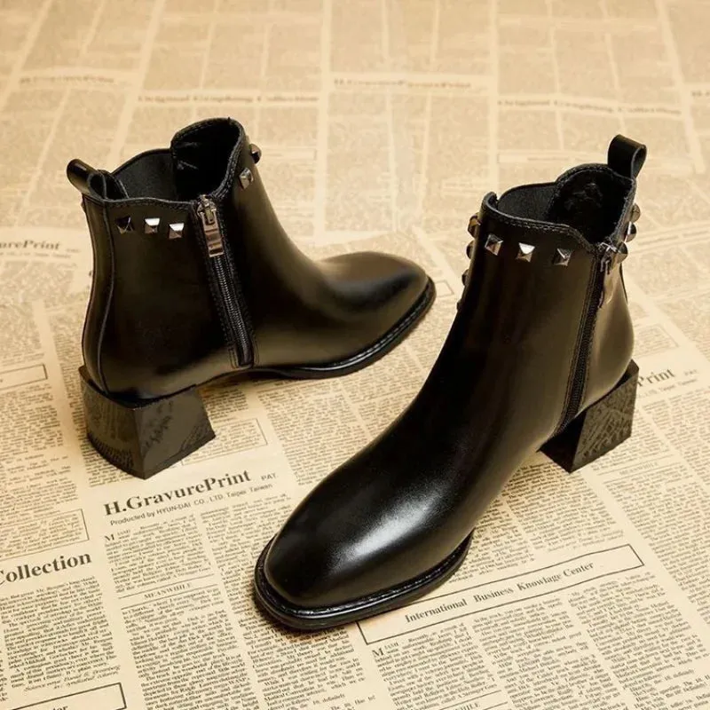 Joskaa Women Elastic Sock Boots Boots Female Autumn Winter 2024 New Square Toe Short Boots Slip-On  Fashion Ankle Boots De Mujer