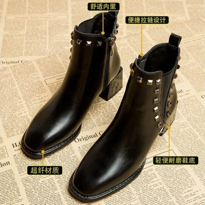 Joskaa Women Elastic Sock Boots Boots Female Autumn Winter 2024 New Square Toe Short Boots Slip-On  Fashion Ankle Boots De Mujer