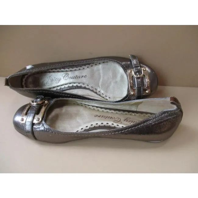 Juicy Couture Bronze Metallic Ballet Buckle Accent Flats Size Us