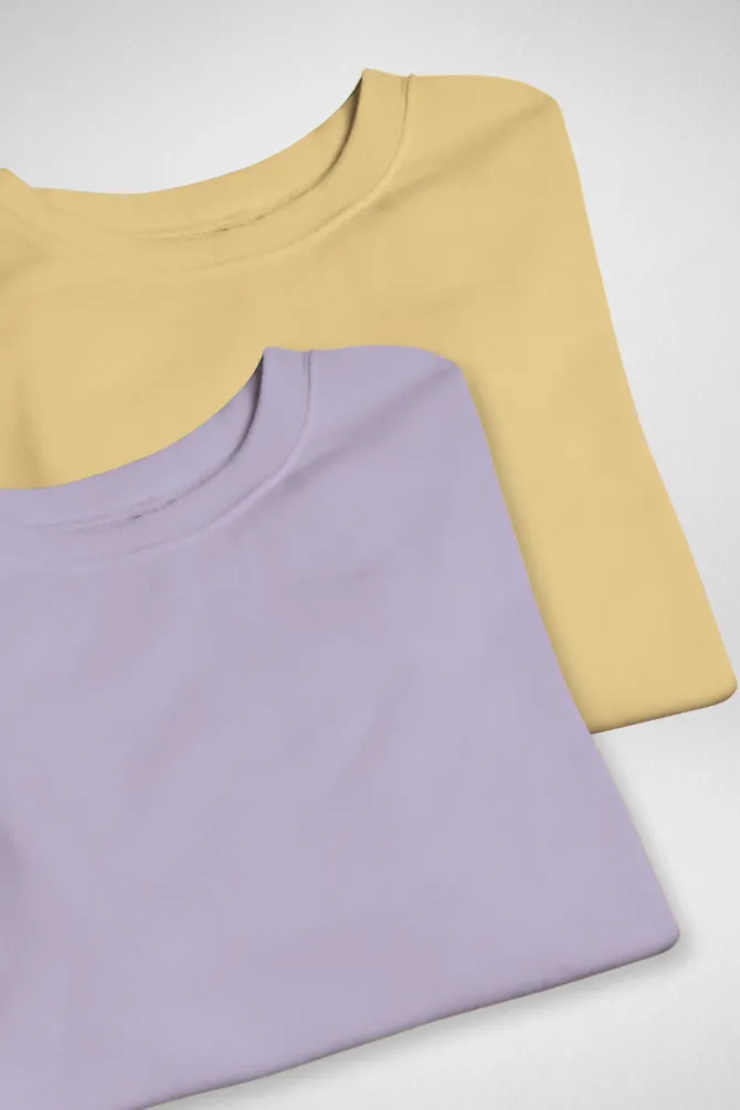 Lavender and Beige Lightweight Oversized T-shirts Combo for Women
