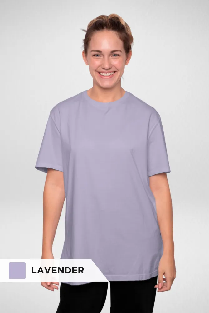 Lavender and Beige Lightweight Oversized T-shirts Combo for Women