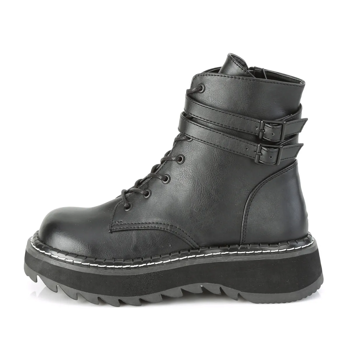 LILITH-152 DemoniaCult Black Vegan Leather Sexy Women's Ankle Boots (Alternative Footwear)