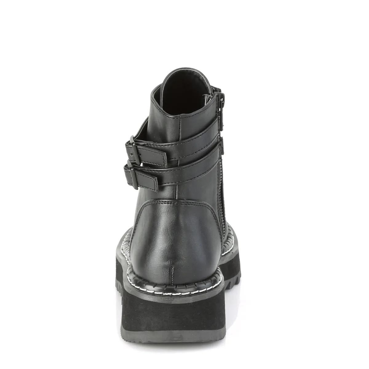 LILITH-152 DemoniaCult Black Vegan Leather Sexy Women's Ankle Boots (Alternative Footwear)