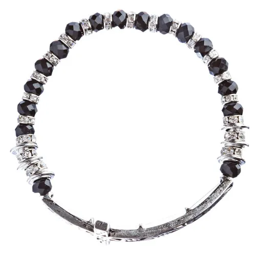 Lovely Crystal Rhinestone Cross Design Fashion Statement Bracelet B472 Black