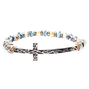 Lovely Crystal Rhinestone Cross Design Fashion Statement Bracelet B472 Multi