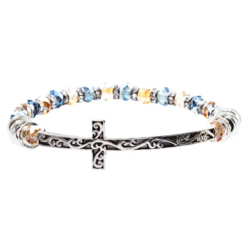 Lovely Crystal Rhinestone Cross Design Fashion Statement Bracelet B472 Multi