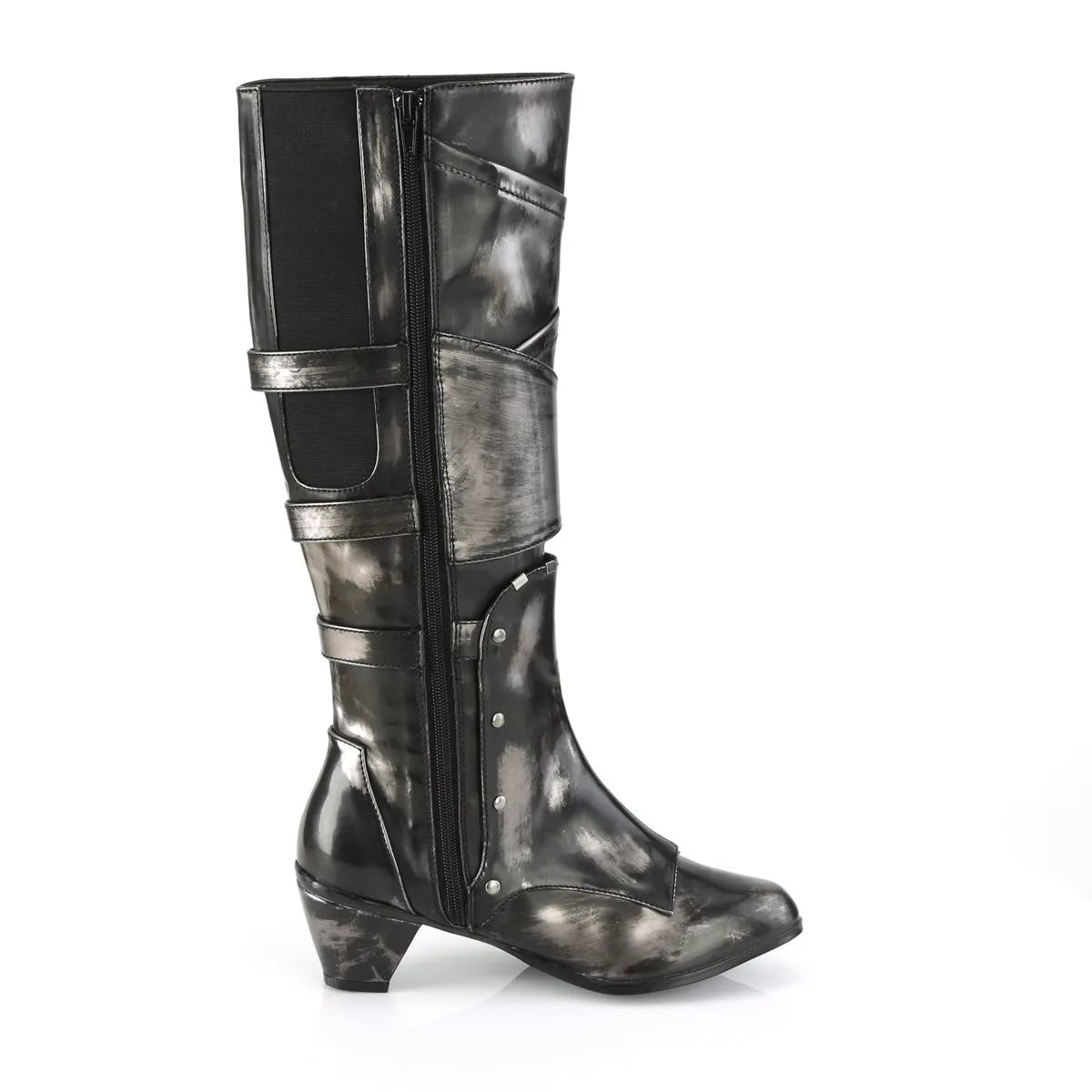 MAIDEN-8820 Funtasma Pewter Brush-Off Pu Fancy Dress Women's Boots (Fantasy Footwear)