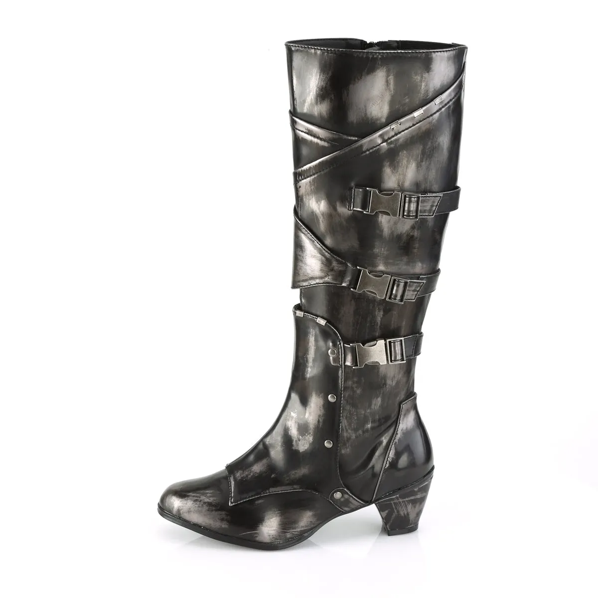 MAIDEN-8820 Funtasma Pewter Brush-Off Pu Fancy Dress Women's Boots (Fantasy Footwear)