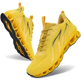 MAYZERO Mens Mesh Blade Running Gym Walking Shoes Just So So SneakerYellow,