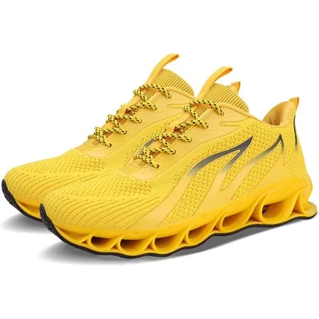MAYZERO Mens Mesh Blade Running Gym Walking Shoes Just So So SneakerYellow,