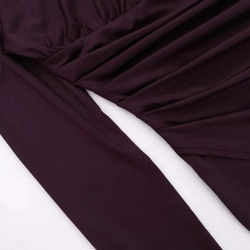 Medium-high collar slim-fit long-sleeved dress