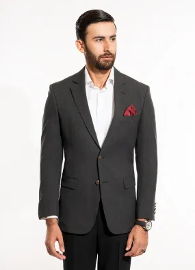 Melange Textured-Charcoal Grey, Wool Blend Classic Blazers