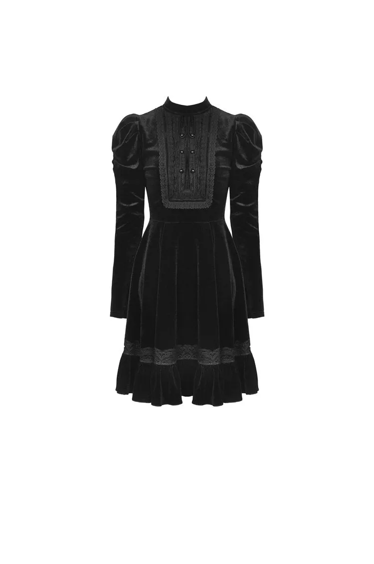 Melanism gothic antique velvet high collar dress DW506