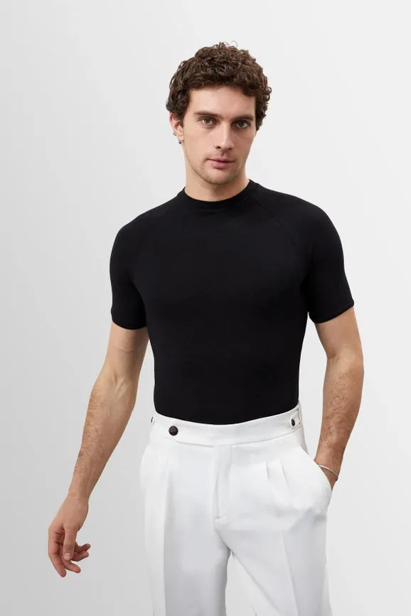 Men's Black Slim Fit Crew Neck T-Shirt
