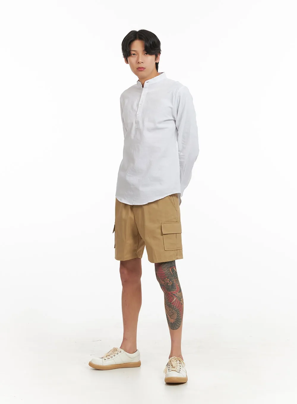 Men's High Collar Buttoned Shirt IY424