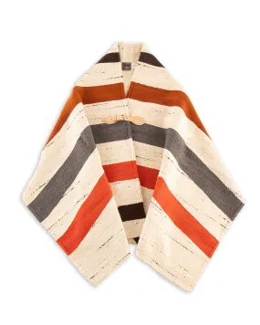 Merino Wool Blanket Poncho - Natural Heather Autumn Wave