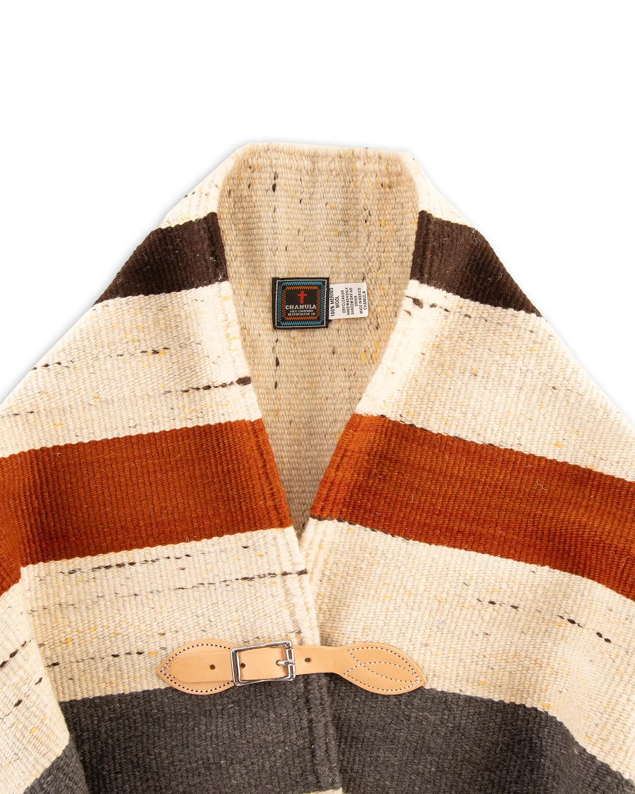 Merino Wool Blanket Poncho - Natural Heather Autumn Wave