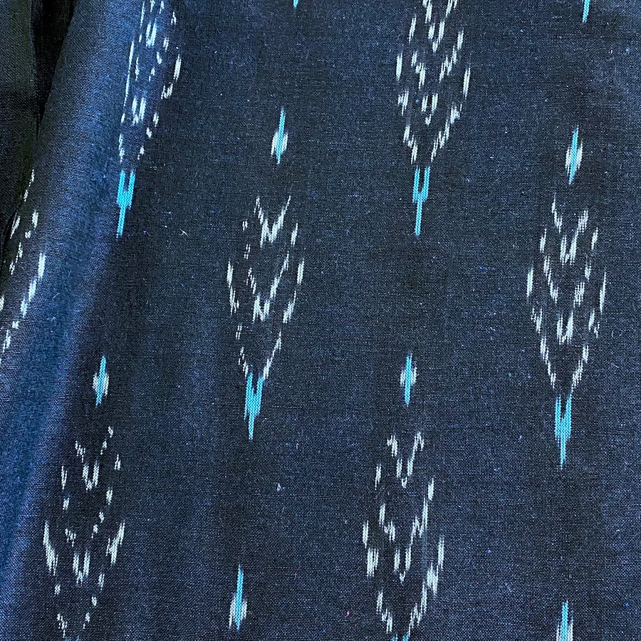 Navy Feather-Arrow Ikat, Cotton Handloom from India, By the Yard  #TK-49