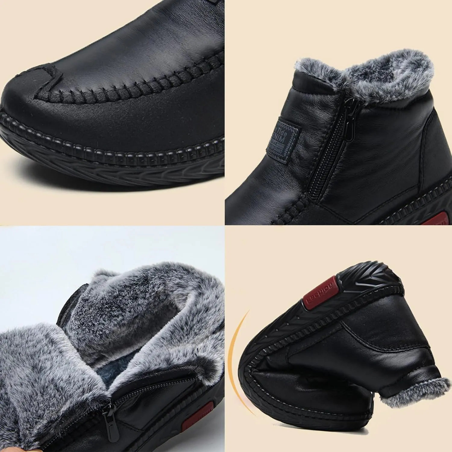 NEW Orthopedic Women Boots arch Support Warm Waterproof Ankle Boots, Black, Sz 9.5