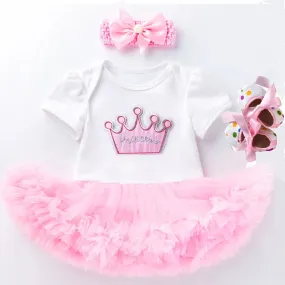 Newborn Infant Halloween Costumes Short Sleeve Princess Crown Baby Girl Party Dress Tutus Newborn Clothes