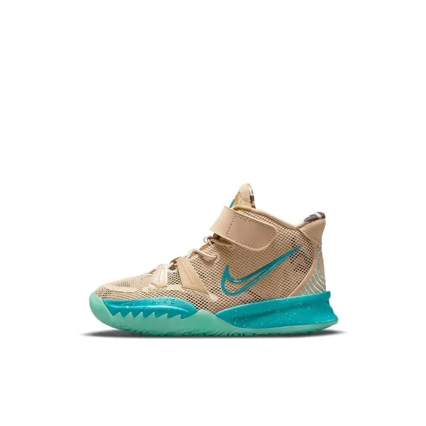 Nike Kyrie 7 mid-top kids board shoes velcro anti-slip shock absorption shoes purple yellow