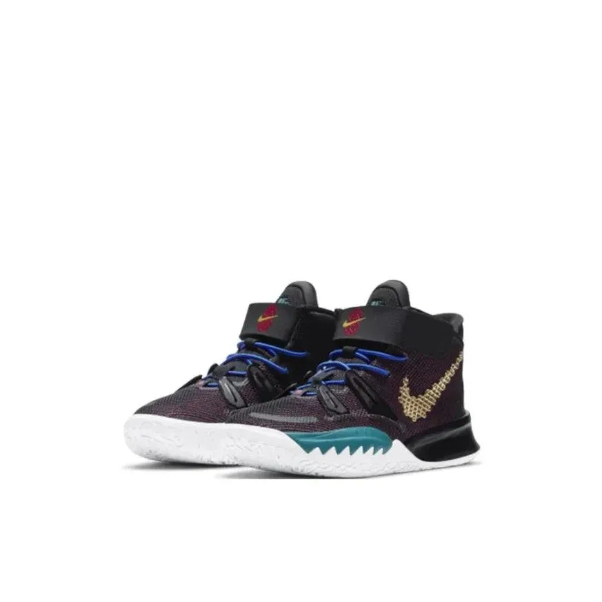 Nike Kyrie 7 mid-top kids board shoes velcro anti-slip shock absorption shoes purple yellow